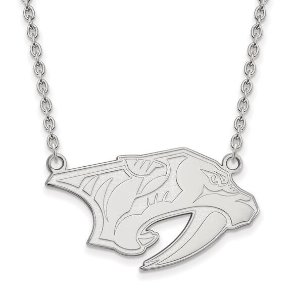 14k White Gold NHL Nashville Predators Large Necklace 18 Inch